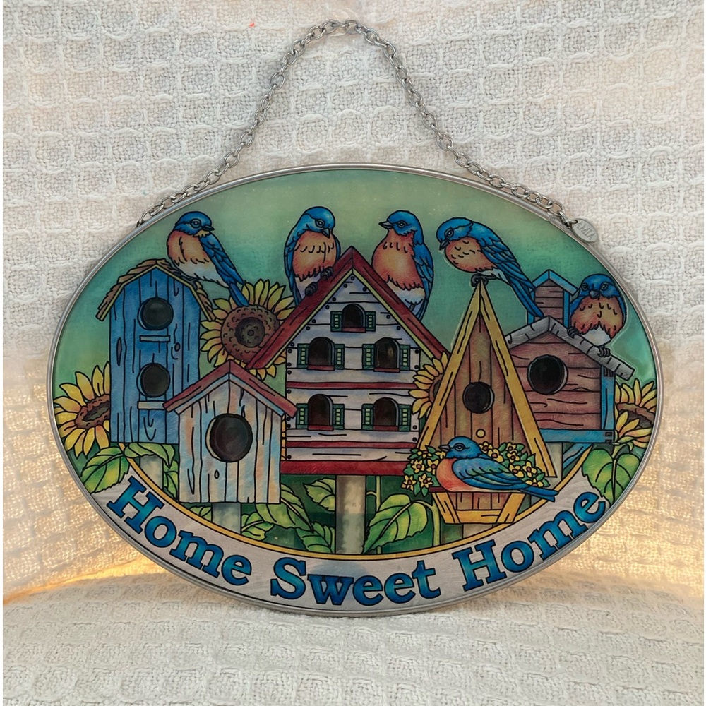 Amia Glass Home Sweet Home Oval Sun-catcher